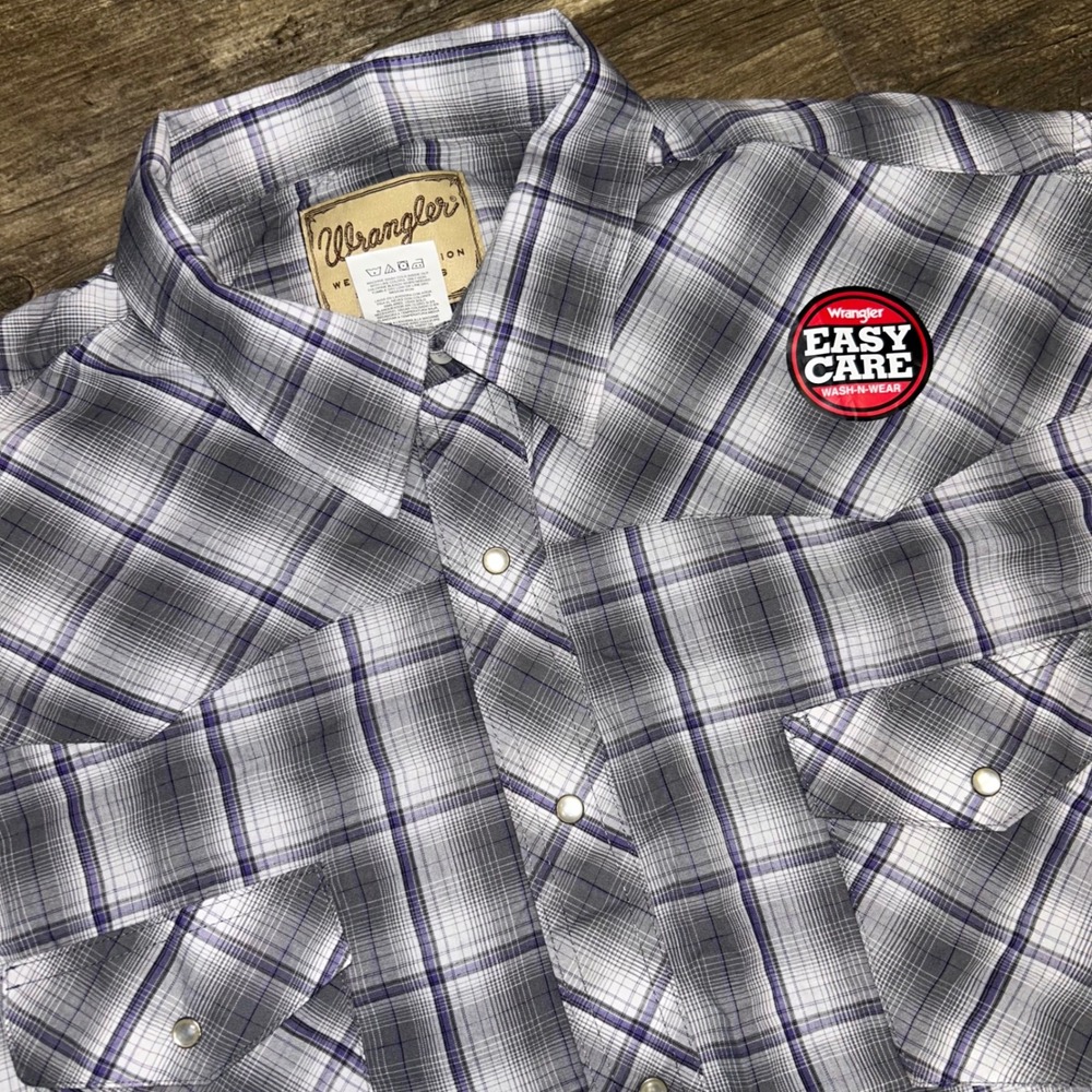 Wrangler Western Pearl Snap Plaid Shirt Men Size 3XL Big Cowboy‎ Rodeo NWOT